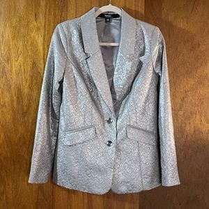 KENSIE Metallic Silver Floral Damask Blazer Jacket Sz M